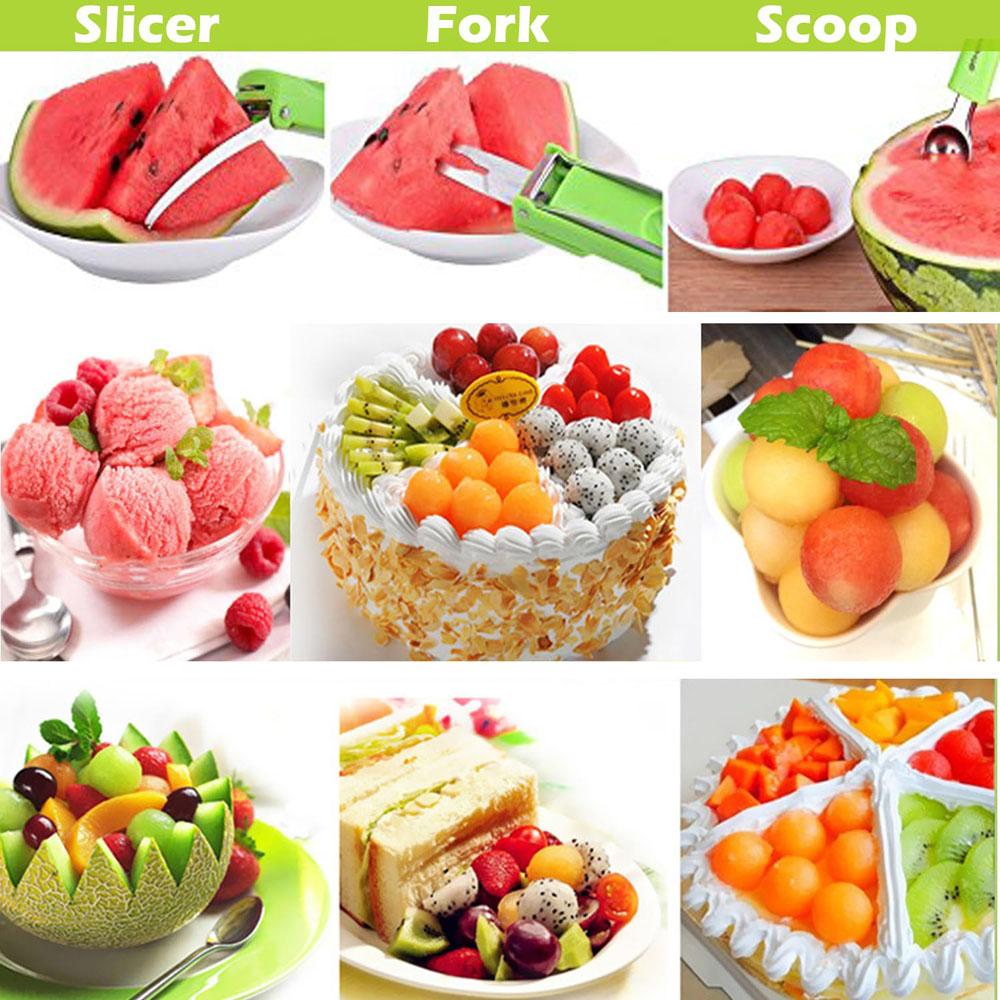 3 in 1 Melon Baller Scoop - Upgraded Watermelon Fruit Cutters Shapes Scooper Fruit Scooper