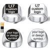 Custom Stainless Steel Round Square Rings for Man Relief Deep Engrave Black White Vector Design Logo Brand Rings Jewelry Gift