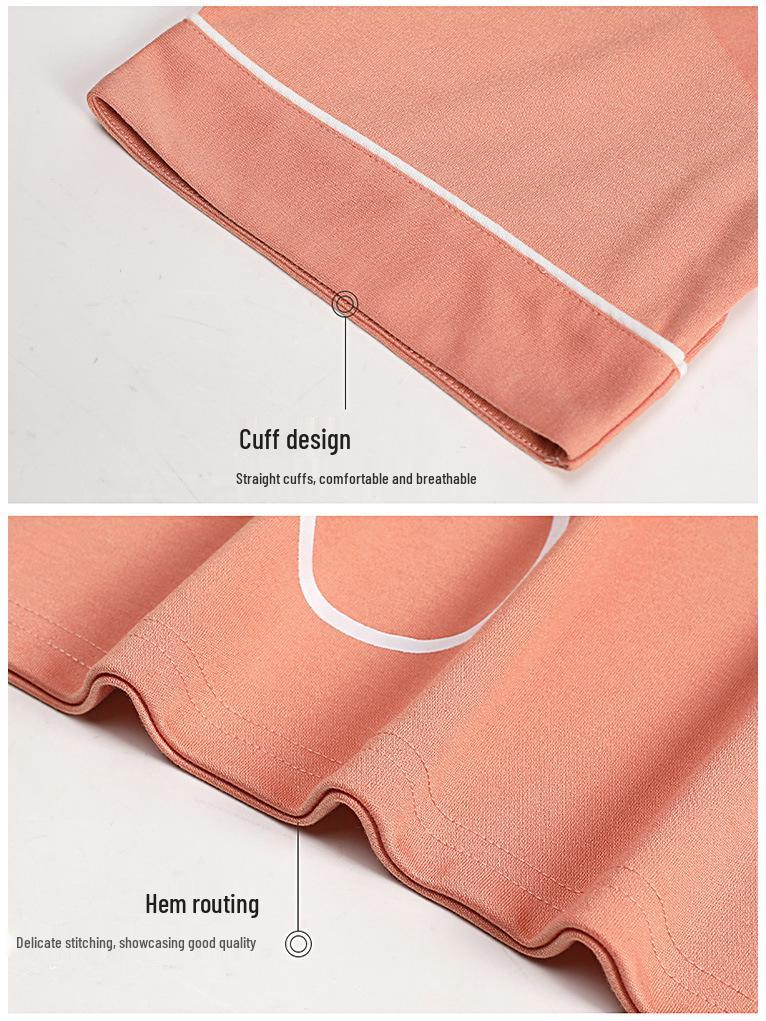 Damen Baumwoll-Pyjama-Set im koreanischen Stil mit Brustpolstern - Kurzarm und Shorts, Anti-Wölbung, lockere Passform für sowohl Haus- als auch Outdoor-Bekleidung