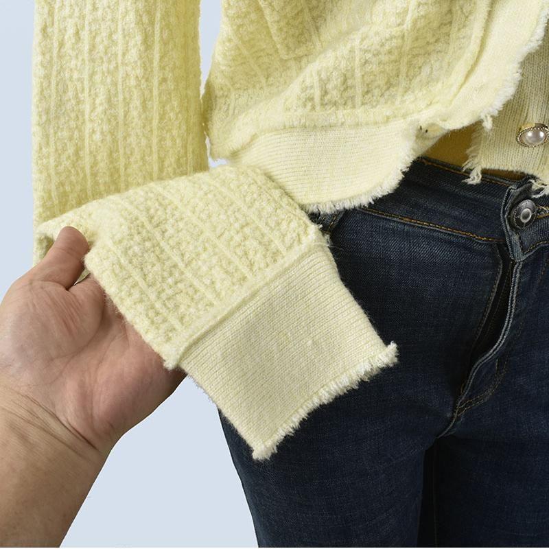 Fashion Classic Style Loose Short Single Breasted Long sleeve Autumn Sweet Cardigan V-neck Women Coat Solid Knit sweater