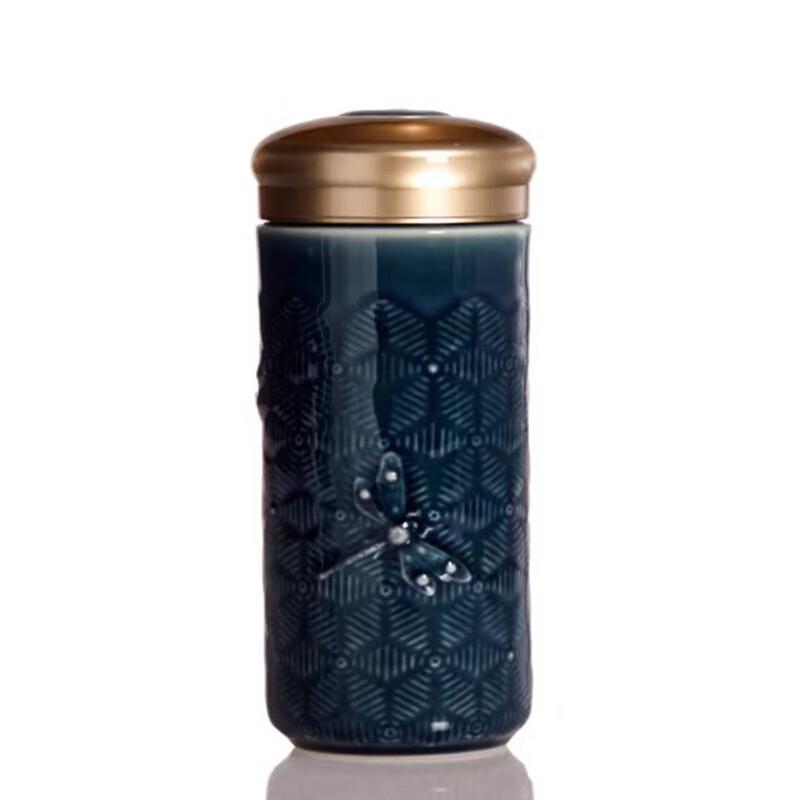 Qiántángxuān Dragonfly Handmade Living Porcelain Double-Layer Travel Mug