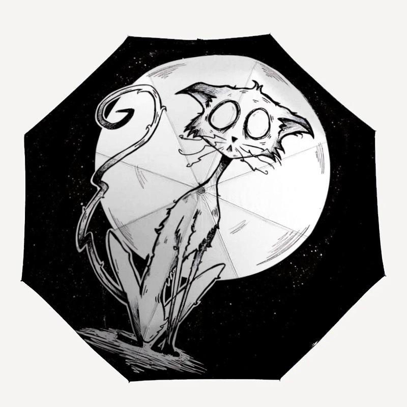 

1pc Moonlit Cat Automatic Open/close Umbrella, 8-Rib sturdy structure, Portable Travel Umbrella, Parties, Everyday Use, 43
