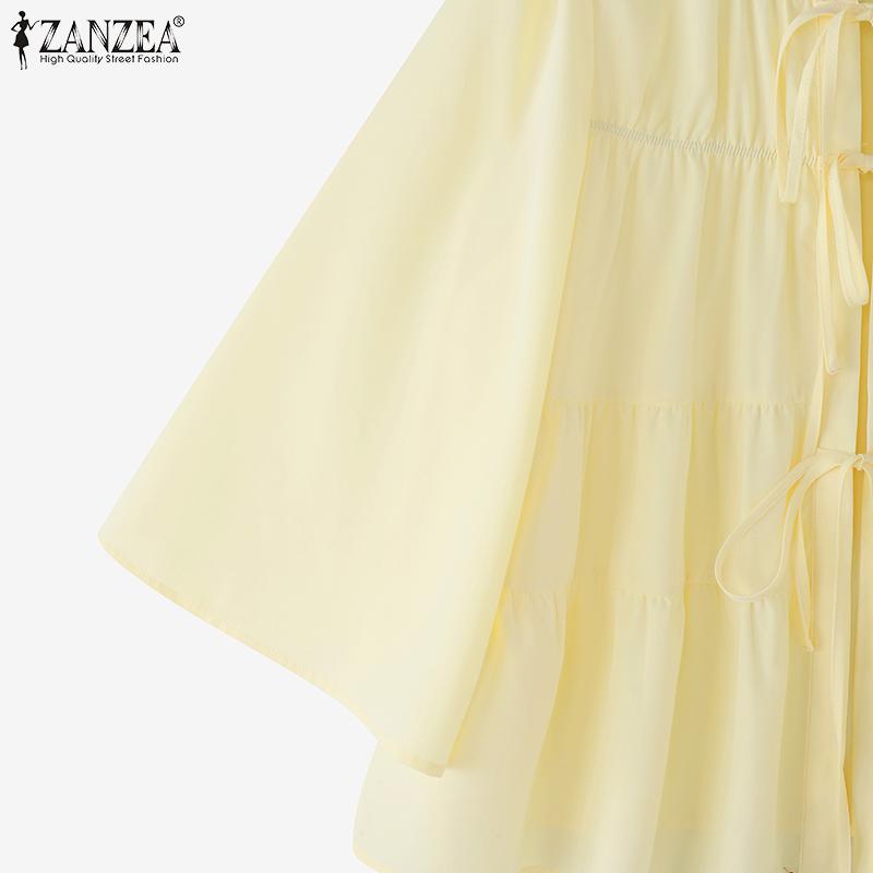 ZANZEA Blusa casual da donna a maniche 3/4 con scollo rotondo