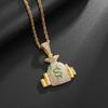 Hip Hop Punk Money Bag Pendant Necklace With Rope Chain Bling Cubic Zircon Necklace Cool Men's Rock Biker Jewelry Gift