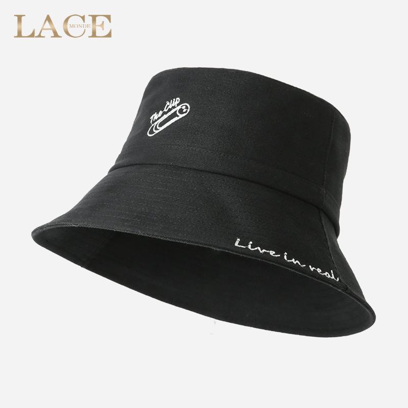 Summer Embroidery Letter Pattern Bucket Hat Fashion Girls Outdoor Sun Beach Fisherman Cap Classic Girly Casual Bob Panama Hat