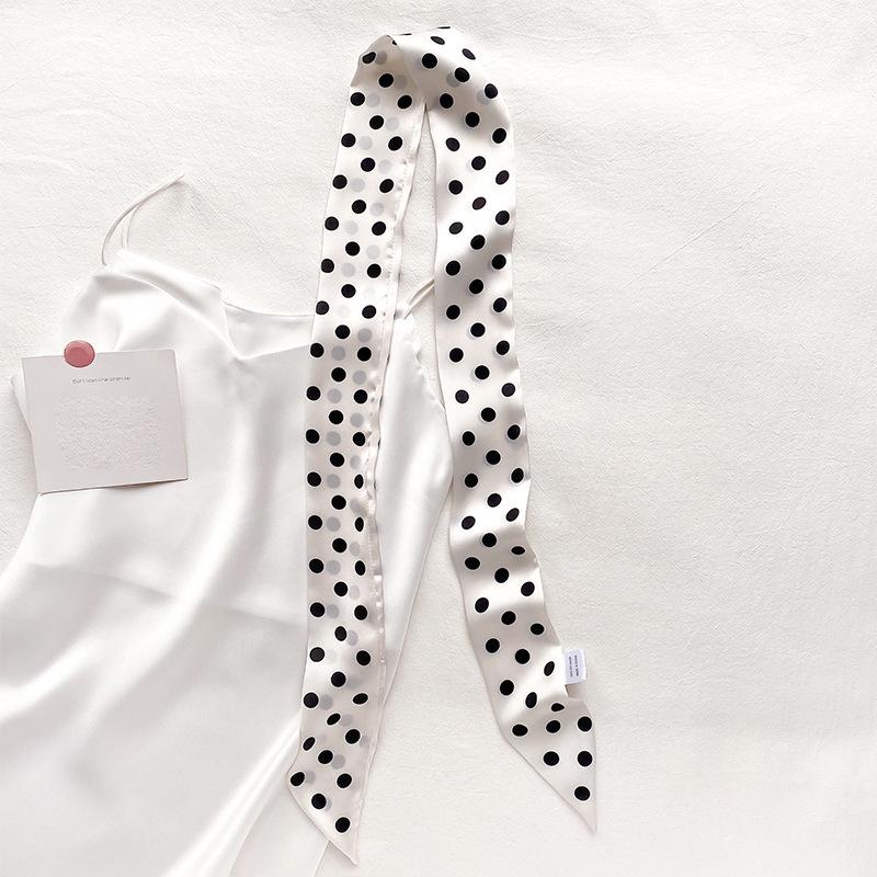 Women Narrow Long Scarf 190X4.5Cm Polka Dot Tie Bag Ribbon Headband Choker Streamer Lady Accessories