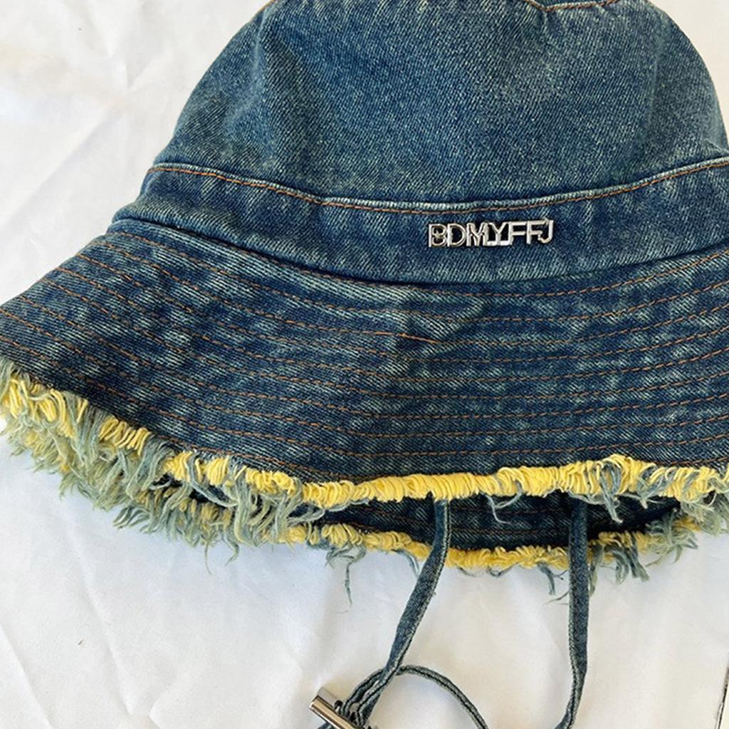 Bucket Hat for Adult Teenagers Wide Brim Foldable Soft Fisherman Hat Spring Summer Anti-uv Hat Frayed Edge Design