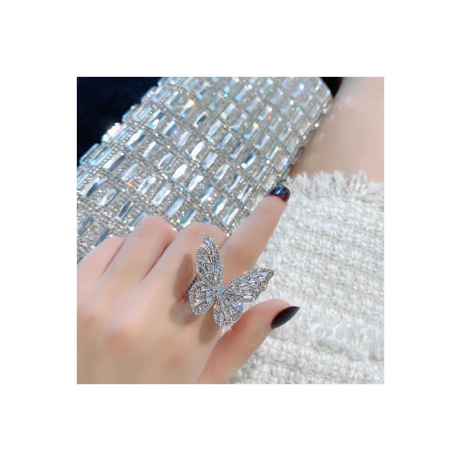 

Кольцо-бабочка с цирконом, модная высококачественная инкрустация с блестящим отверстием