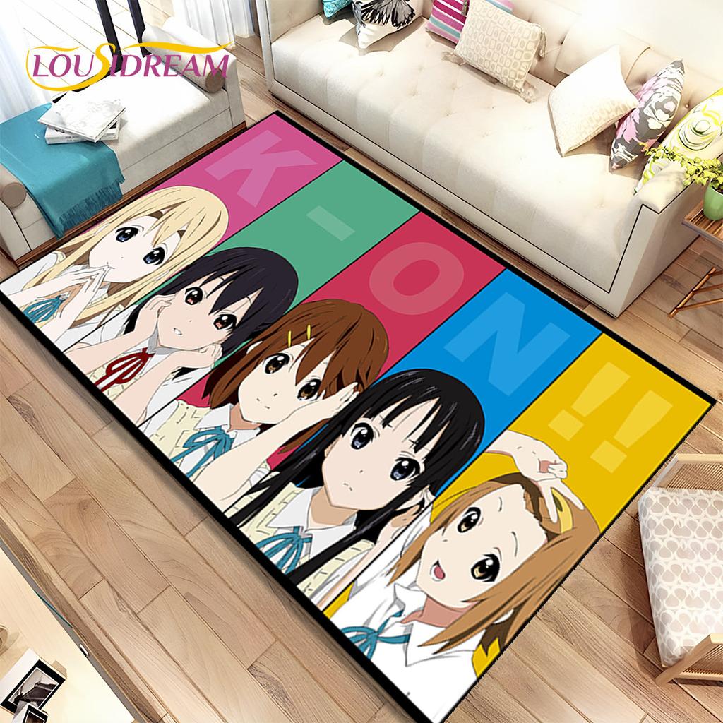 K-ON Kreskówka Urocza Lolita Kawaii Dziewczyny Dywanik Obszarowy, Dywanik Dywanowy do Salonu Sypialni Sofa Wycieraczka Dekoracja, Antypoślizgowa Mata Podłogowa 3D