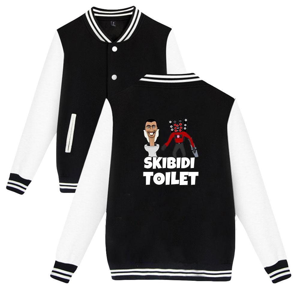 

Women Men s Jackets Skibidi Toilet Anime Baseball Jacket Oversize Hip Hop Outerwear for College Couples Clothing Custom XS чёрный