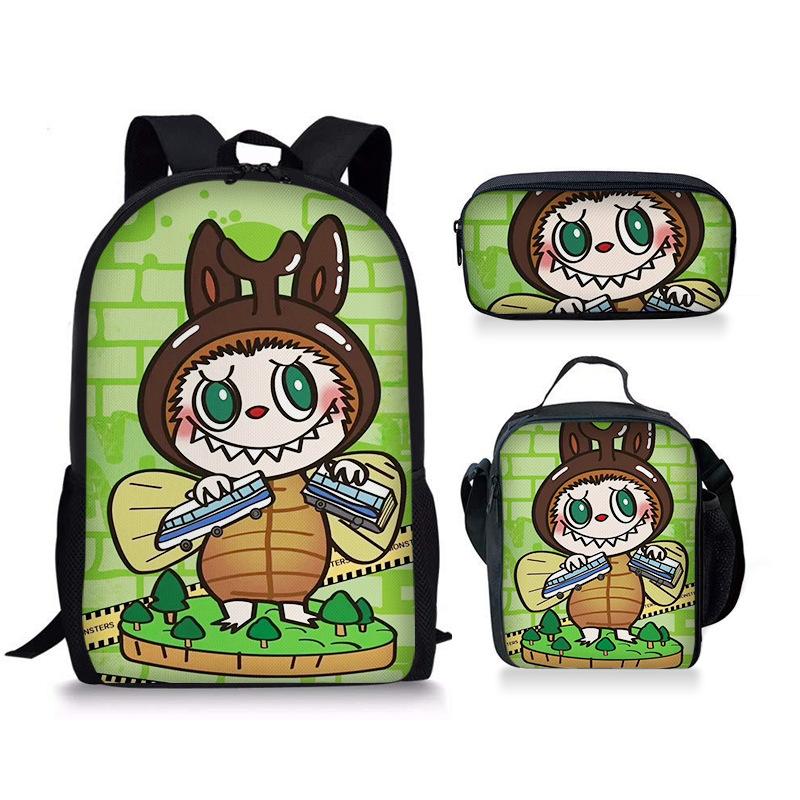 School bag new three-piece meal bag pencil bag student baby backpack cute versatile portable