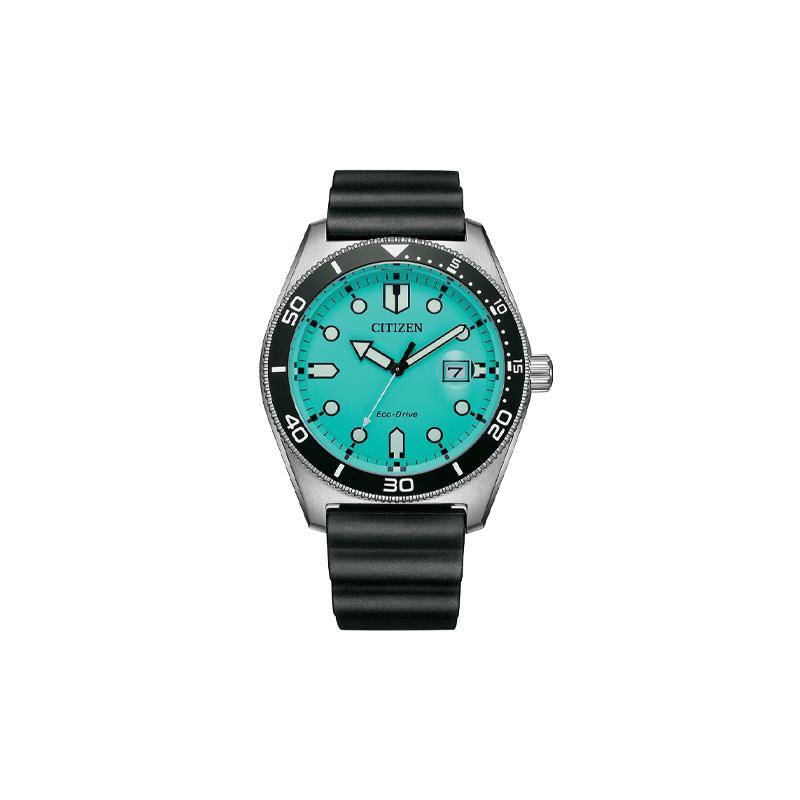 

CITIZEN Eco-Drive Series 100 Meters Waterproof Automatic Rubber Strap Men s Watch Blue Dial AW-1760-14X синій