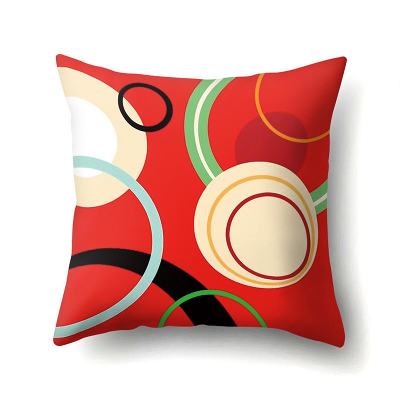Polyester Pillow Case Car Black and Red Geometric Circle Lines Decorative Home Print Pillow Bedside Cushion Cover