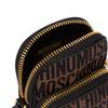 Moschino Gold Logo All Over Print Zipper Pocket Cotton Polyester Shoulder Crossbody Phone Bag Men bags Brown Black A81018268-1103