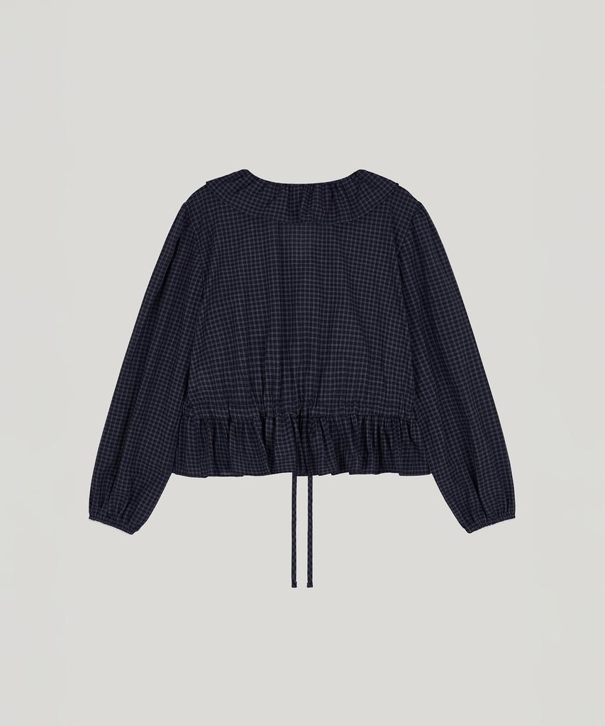 Poeteuseoul Voluminous Blouse_Check Navy