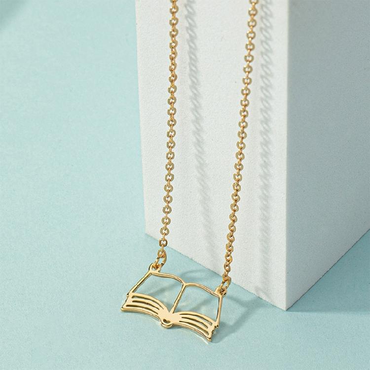 Modische Abschlusszeit Halskette Hohl Buch Anhänger Choker Schlüsselbein Kette