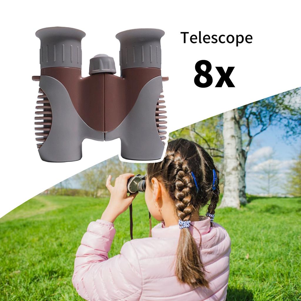8x Magnification Kids Binoculars Foldable Design Adjustable Focus Outdoor Toy Plastic Texture for Bird Watching Hiking