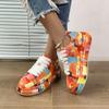 Sportschuhe mit Graffiti-Print für Damen, modische Plateau-Sneaker mit Schnürung und niedrigem Oberteil, lässige Skateschuhe