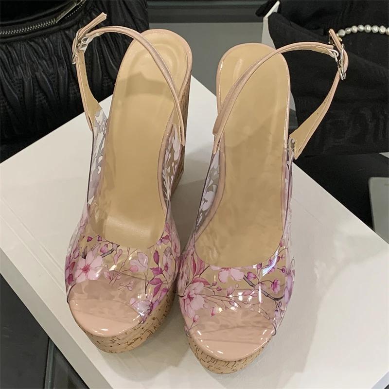 Fashion Eilyken Summer Peep Toe Platform Heels Wedges Women's Sandals Designer Totem Transparent Buckle Strap Party Shoes Zapatos Mujer