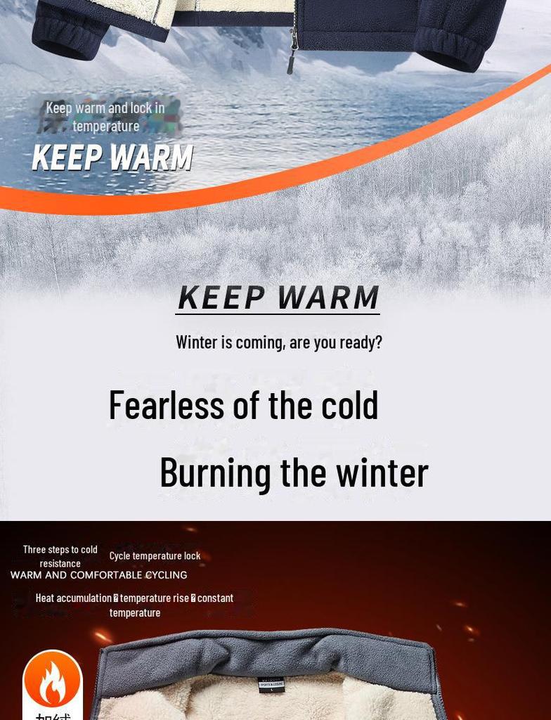 Men's Plus Size Lamb Fleece Jacket - Warm Polar Fleece for Autumn & Winter