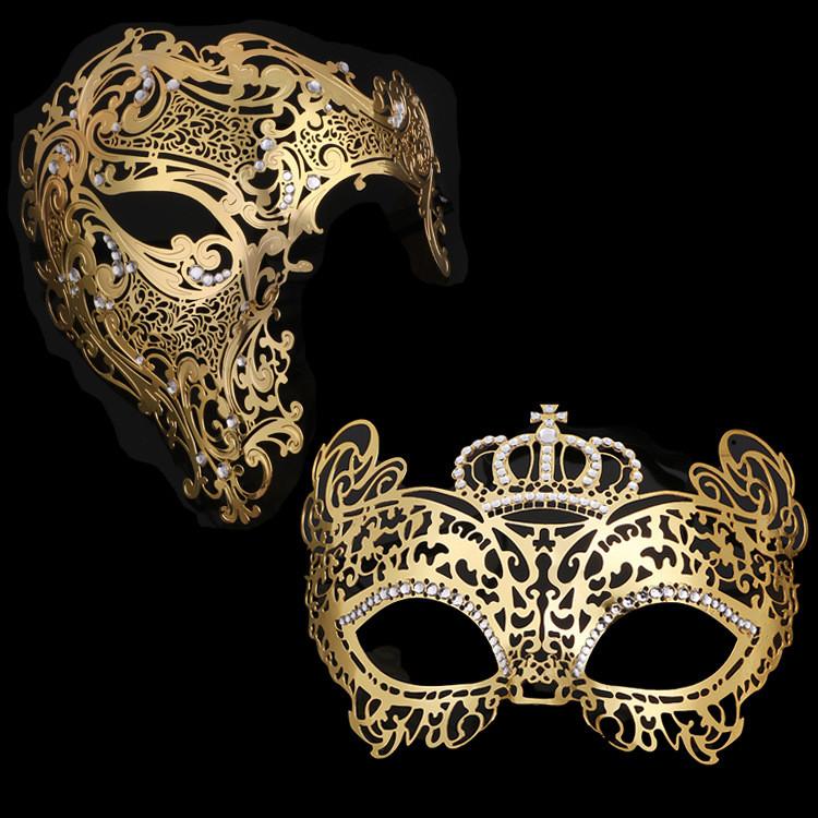 Metallische Halbmaske mit glitzernden Verzierungen für Hochzeiten, Halloween und Veranstaltungen
