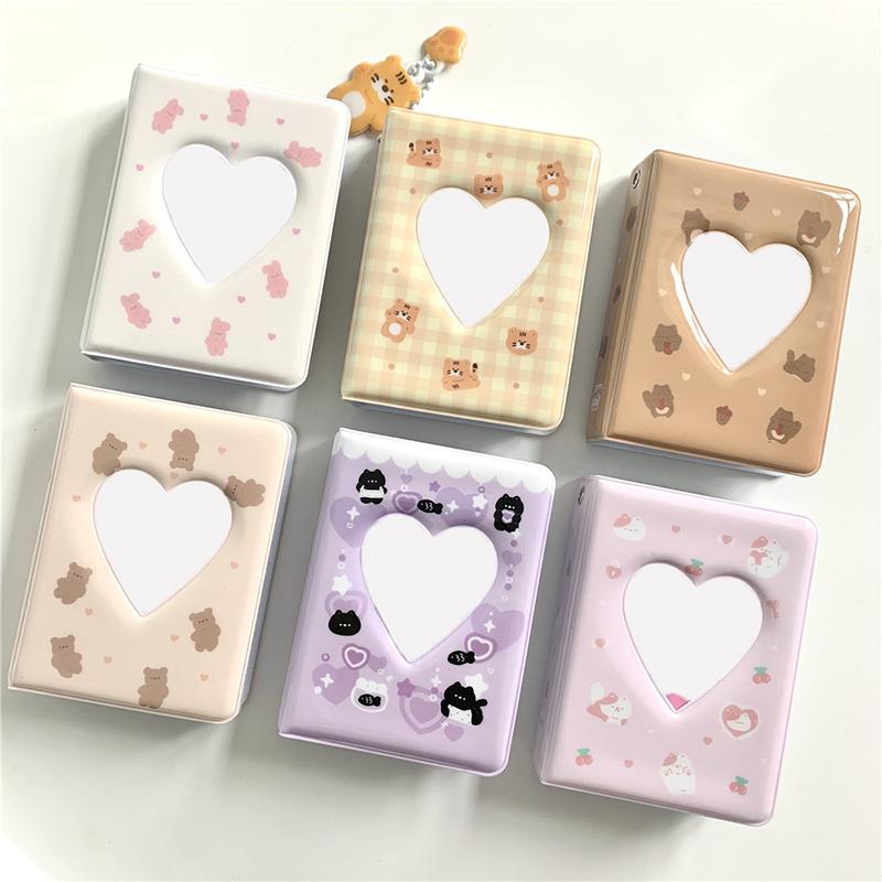 3-calowy mini album ze zdjęciami, słodki, kreskówkowy album z niedźwiedziem, serce miłosne, pusty Kpop, uchwyt na karty ze zdjęciami, Idol Star Chasing Binder, zbierz książkę