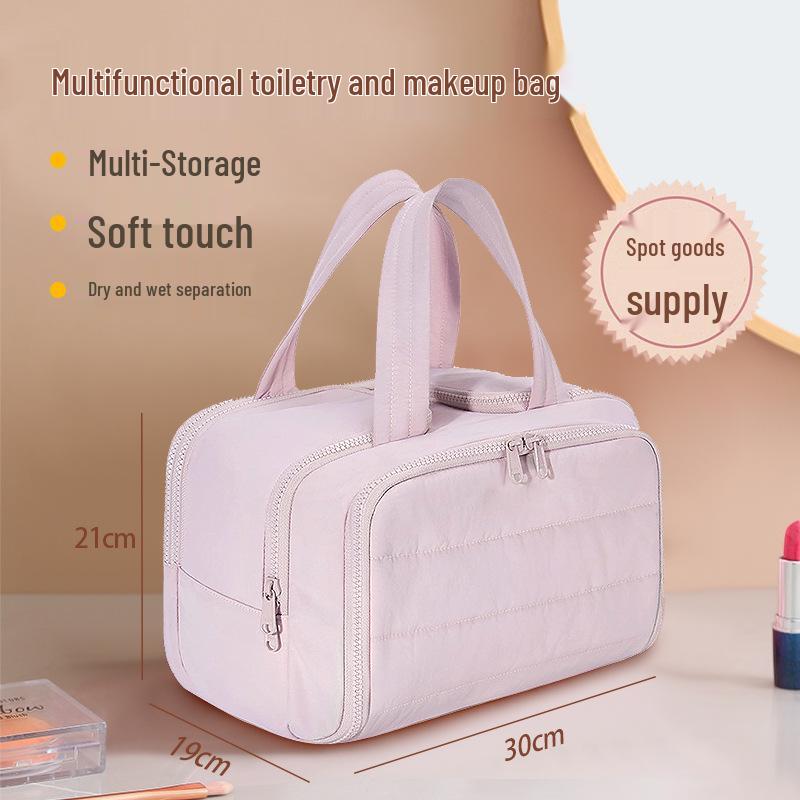 Lightweight Wide-Opening Handheld Makeup Bag – Stylish and Puffy Cosmetic Storage