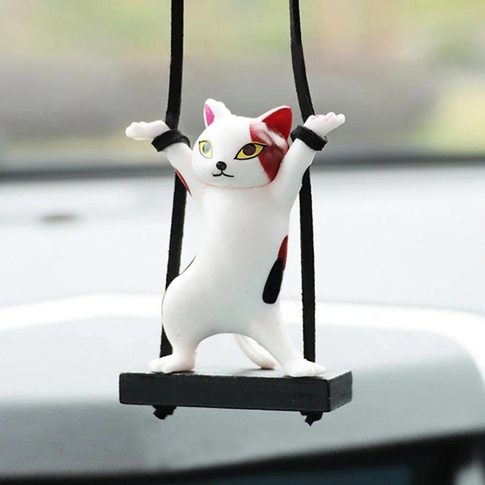 

Автомобильная подвеска креативная милая подвеска в виде ветки-качели для зеркала заднего вида с кошкой, подвесное украшение для салона автомобиля, аксессуары для салона автомобиля