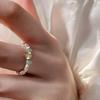 Ins Versatile Fashion Copper Ring With Unique Beaded Geometric Pattern