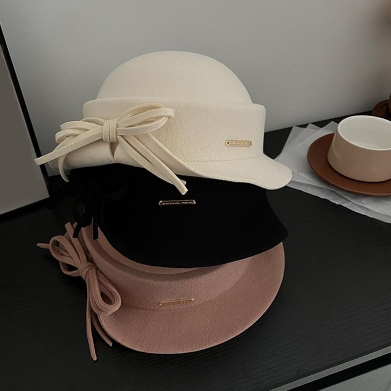Fashion Wool Fedoras Caps Bowler Hat for Women 20S Flapper Costume Hat Cocktail Party Caps Elegant Winter Warm Round Hat