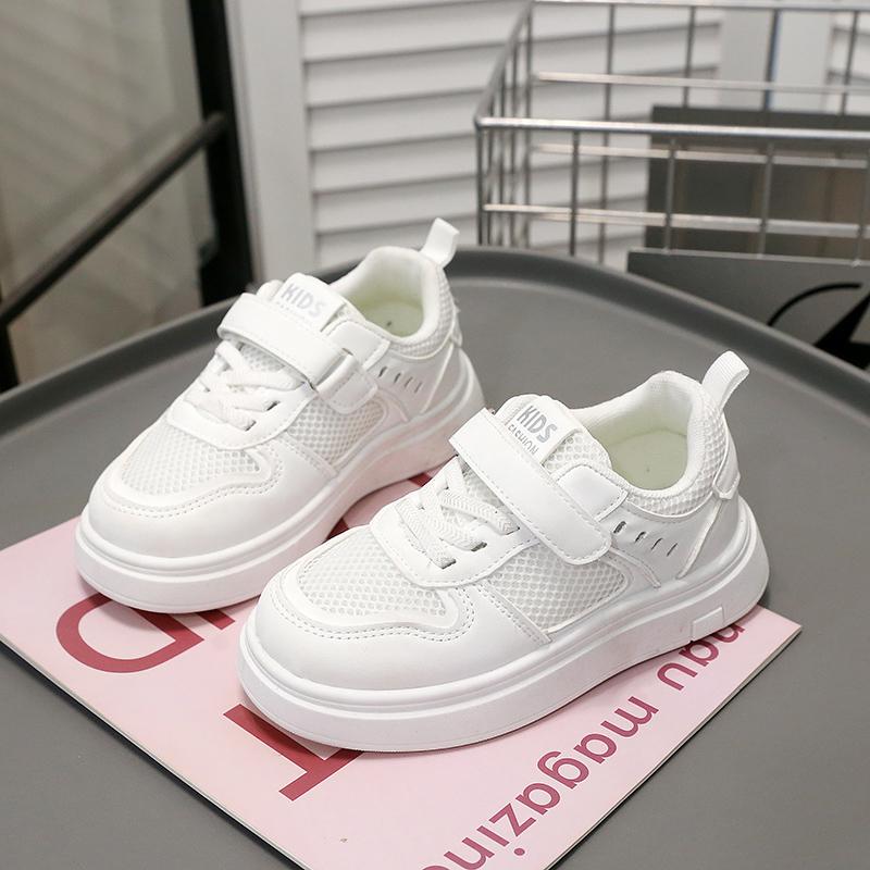 

Students School White Shoes Trendy Boys Girls Running Shoes Non-slip Soft Sole 2025 New Kids Sports Shoe Mesh Breathable Comfort 26