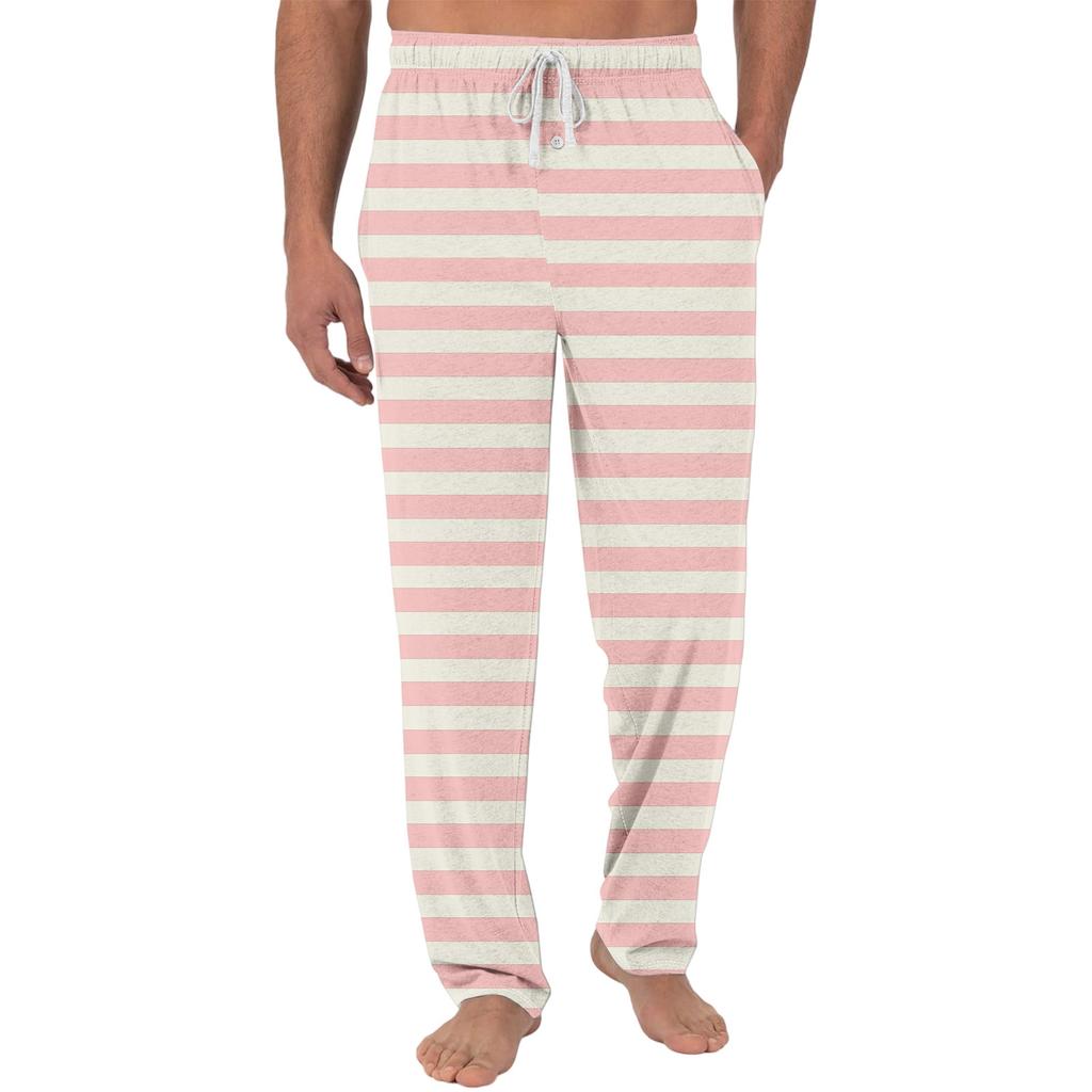 Herren Freizeit Pyjamahose mit Taschen | Einfarbig Gestreift Kariert Bedruckt Lockerer Schnitt Elastischer Bund für Zuhause