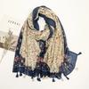 Color Printed Tassel Scarf Bohemian Stitching Shawl Seaside Travel Vacation Sunscreen