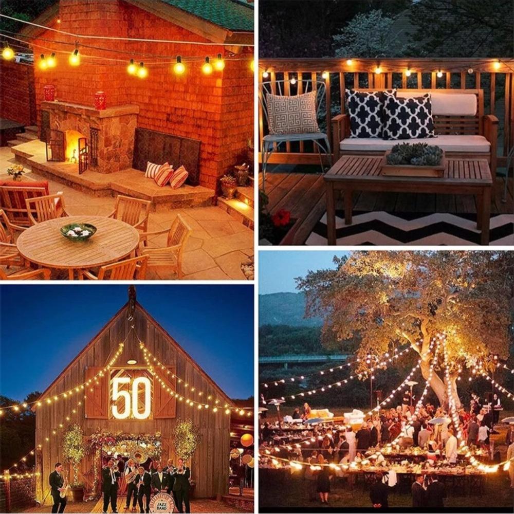 Solar String Lights Outdoor with Remote LED Shatterproof Bulbs Dimmable G40 Solar String Lights for Outside Backyard Party Decor