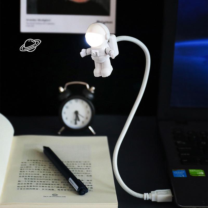 USB Powered Creative White Astronaut Shape Portable Reading Desk Lamp for Reading Working Night Lighting Fill Light Gift Decor