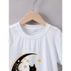 Girls' Summer Short-Sleeve T-Shirt with A 'Beautiful Moon Cat' Print