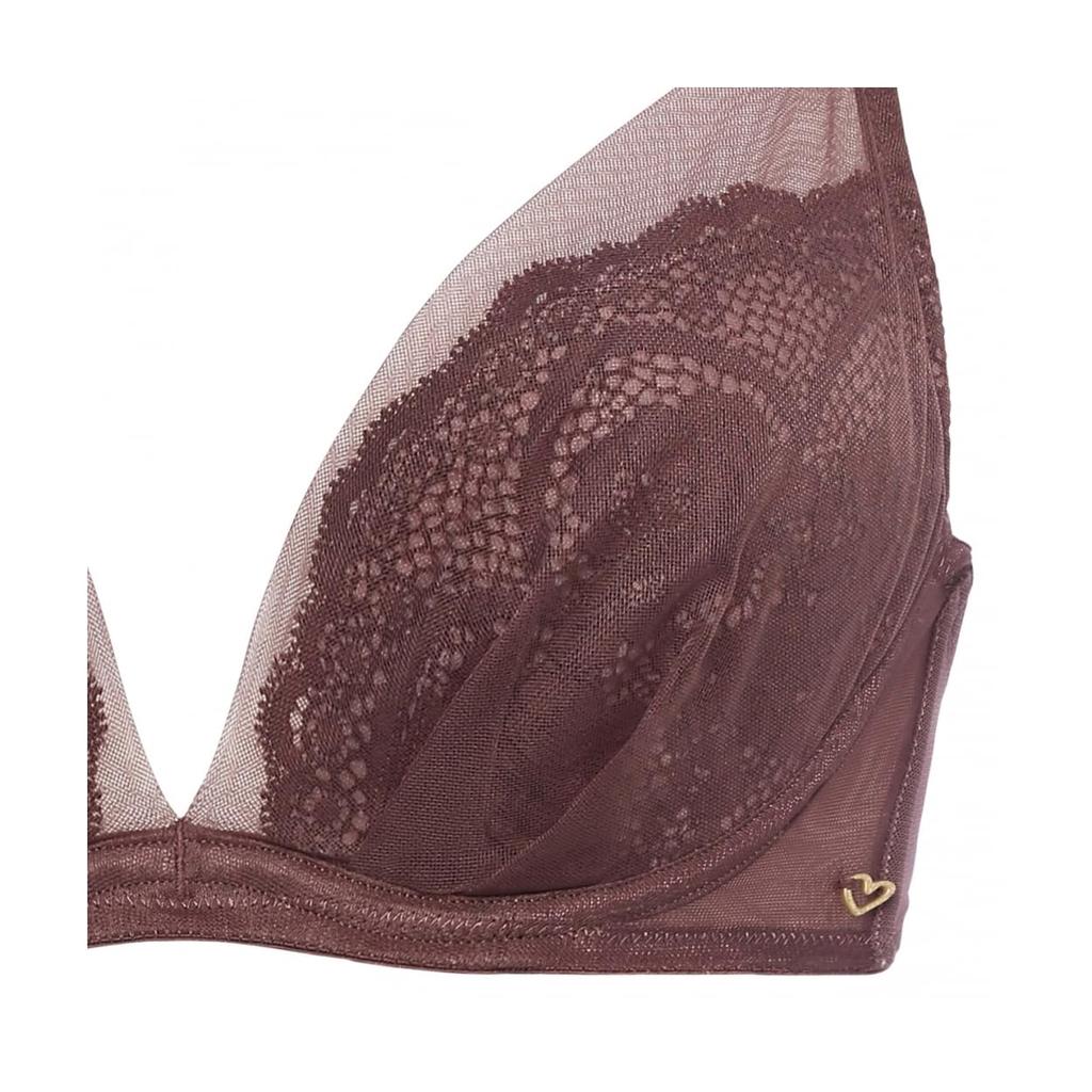 AMOSTYLE DeepV Bra Shorts Set 2 Classical Lace M003 B70M Size [AMOSTYLE] & (Brown)