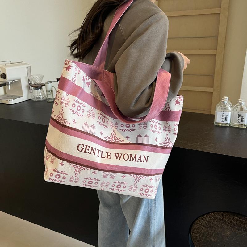 Fashion Printed Shoulder Bag Women's 2025 New Large-capacity Bucket Bag Niche Retro Large-capacity Portable Tote Bag