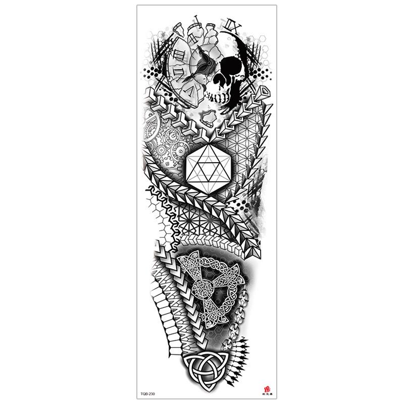 New Waterproof Full Arm Tattoo Stickers – Large Floral & Lion Design, Cross-Style, Hot Selling