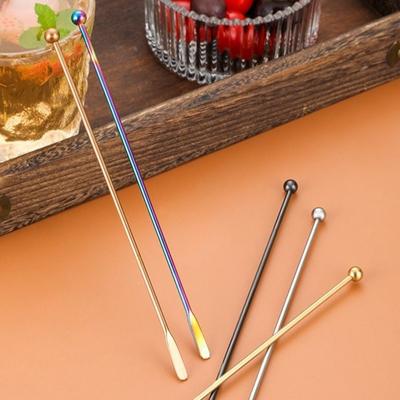 Stainless Steel Cocktail Stirrers Long Handle Ball Peen Stirring Rod Reusable Decoration Mixing Stick Bartender Tools