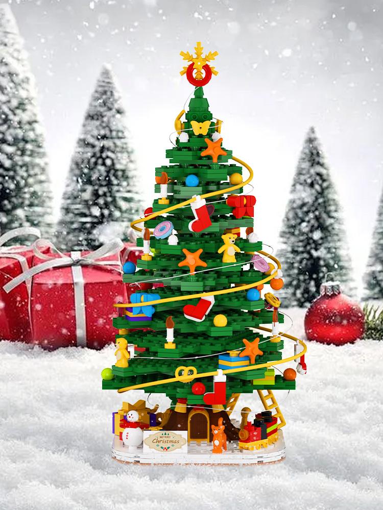 Mattoncini albero di Natale modello di assemblaggio mattoni alti parti MOC giocattolo
