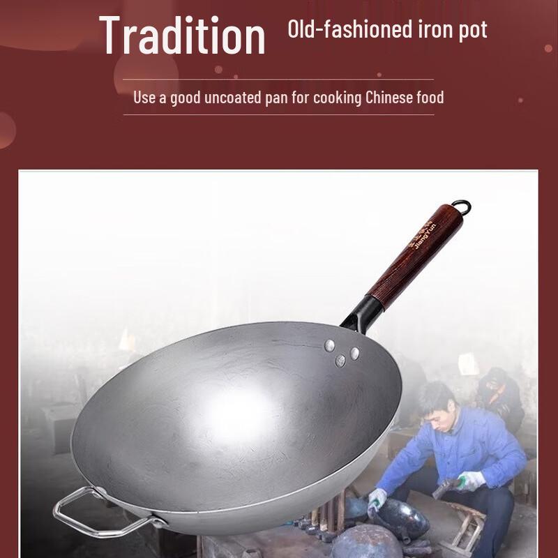 Sanjiaolong Handgefertigter Rundboden-Eisenwok für Gasherde