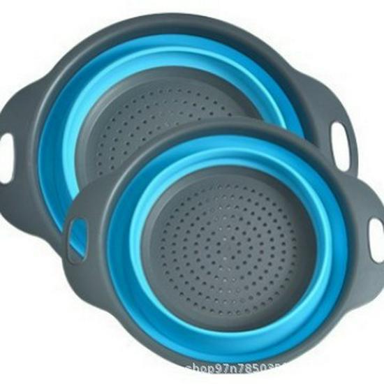Foldable Round Draining Basket - Plastic Filter for Washing Vegetables & Fruits