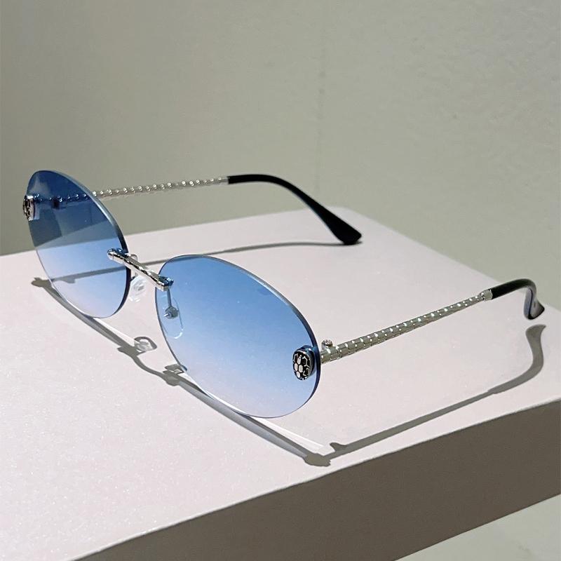 Vintage Oval Sunglasses Men New Fashion Rimless Gradient Shades Women Trendy Luxury Brand Design Decor Sun Glasses