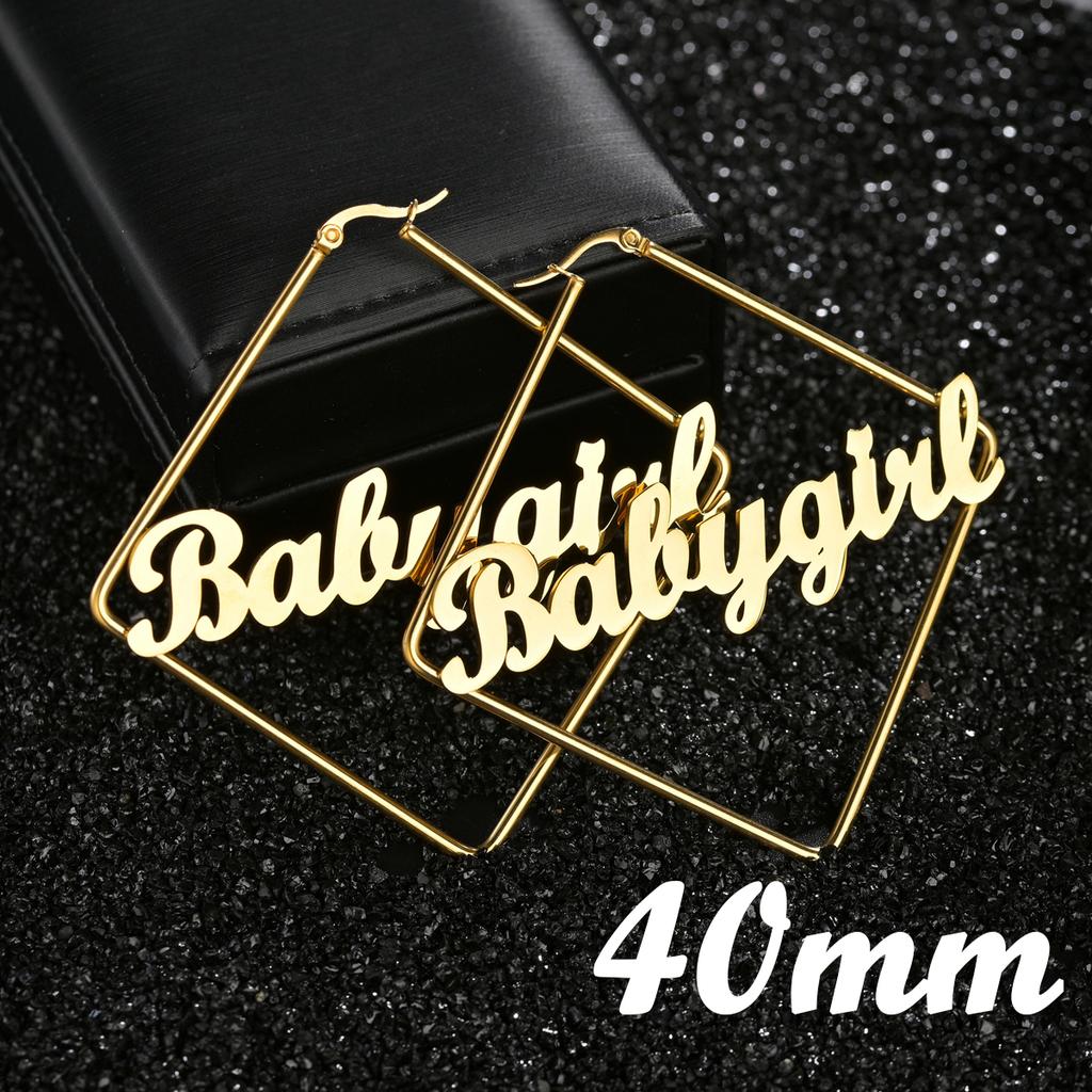 Atoztide Personalized Name Stainless Steel Letter Earrings For Women 3 Color Custom Name Cricle Earrings Weddings Party Jewelry