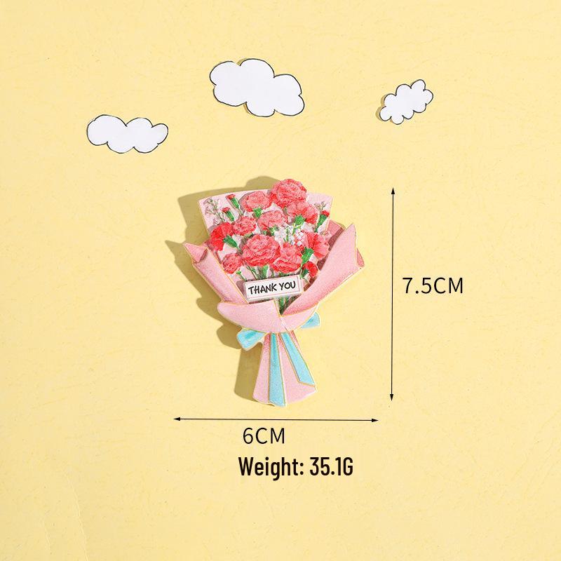 Creative 3D Bouquet Resin Fridge Magnet - Cartoon Ferrite Christmas Decoration