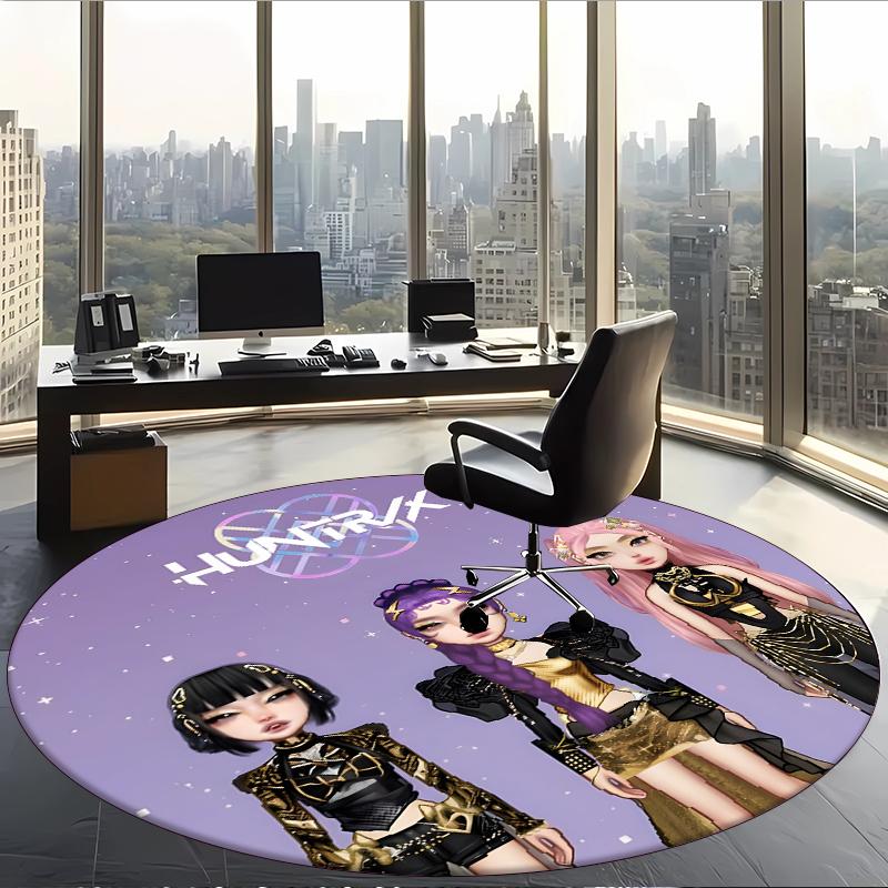 Huntrix (95) Round Office Rug Decorative Floor Rug for Office Bedroom Living Room and Home Space