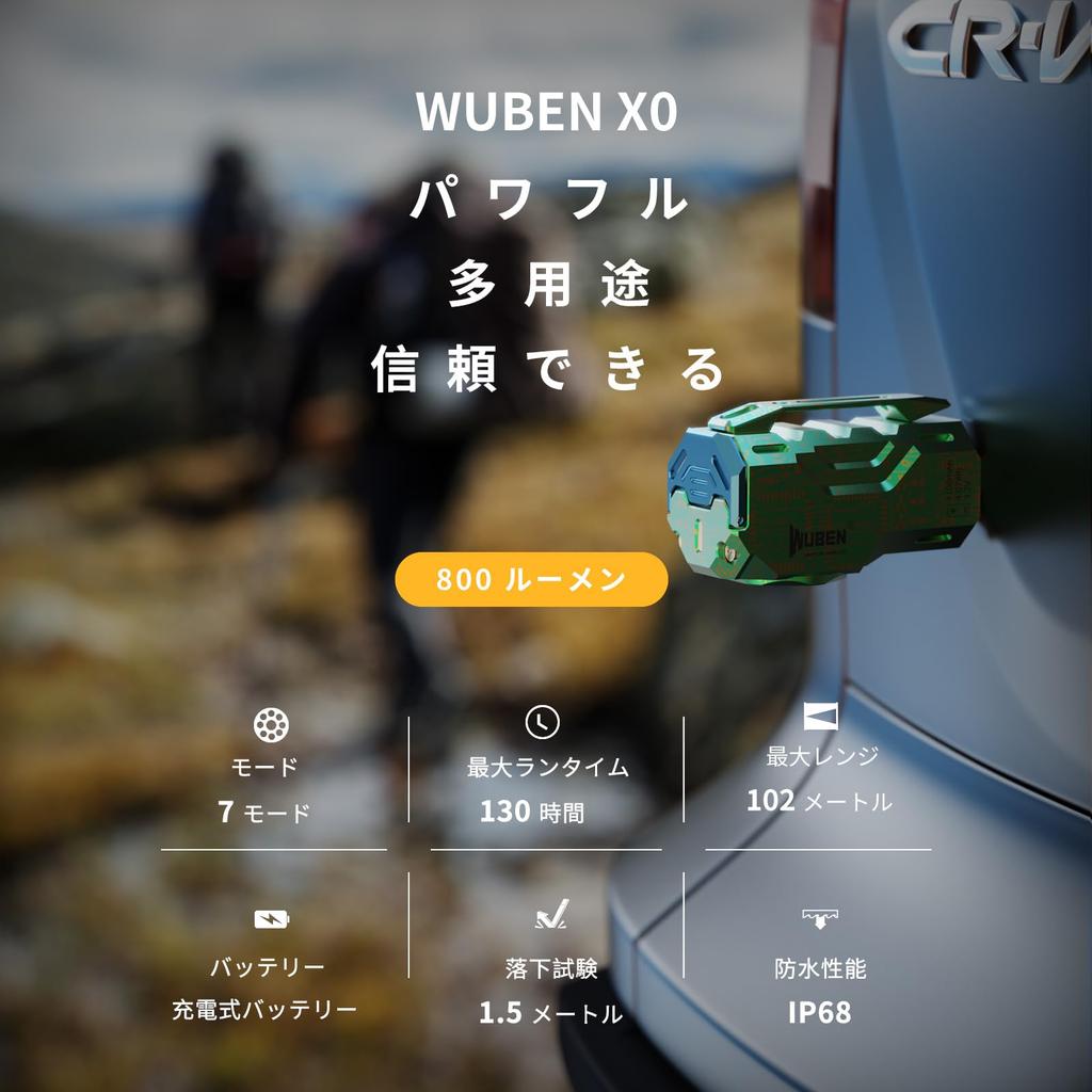 WUBEN X0 800 Mini EDC Small LED with High Color Rendering Wide Light 7 Dimming High IP68 for Disaster Power and Evacuations Flashlight, Lumens, Light,