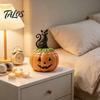 Small Item Organizer for Desk Haunted Halloween Candy Jar with Lid, Resin Pumpkin Storage Container Jewelry And Treats, Decorative Black Cat