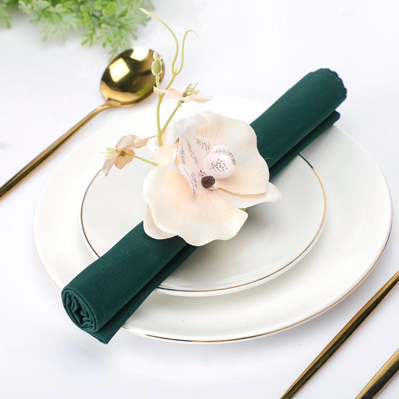 3pcs European minimalist style dancing orchid fake flower napkin ring hotel table simulation flower napkin clasp drool cloth